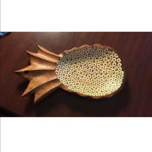 Hand painted wooden pineapple dish